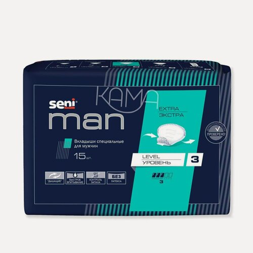 Изображение товара Урологические прокладки для мужчин Seni Man Extra Level 3/Сени Мен Экстра Уровень 3, 15 шт в упак