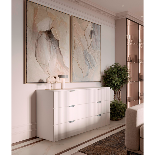 Комод Maxform 120 х 40 х 75, белый, с доводчиком, 6 ящиков, МДФ