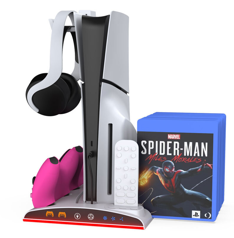 Многофункциональный стенд с охлаждением и зарядкой для PS5\PS5 Slim (Dobe TP5-3570) White — фото 1