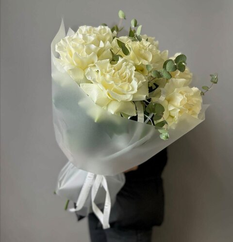 Изображение товара Букет «Белых французских роз», 7 штук, Di_flowerslab, размер S