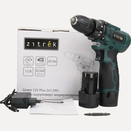 Изображение товара Дрель-шуруповерт аккумуляторная Zitrek Green 12V Plus, 12В, 2х1.5Ач (085-1014)