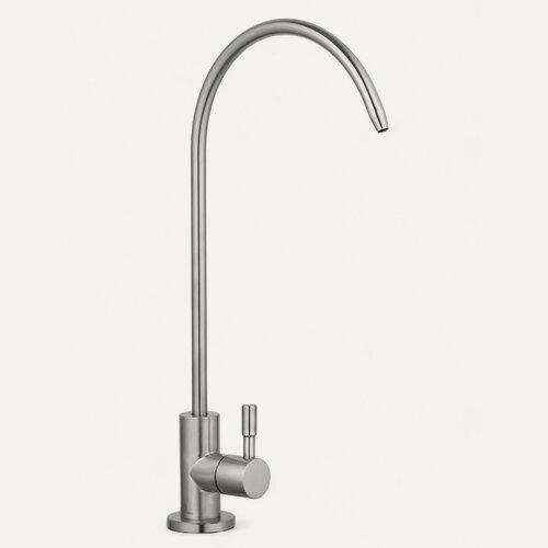 Изображение товара Кран для фильтра питьевой воды С-образный корпус, из нержавеющей стали, цвет сатиновый