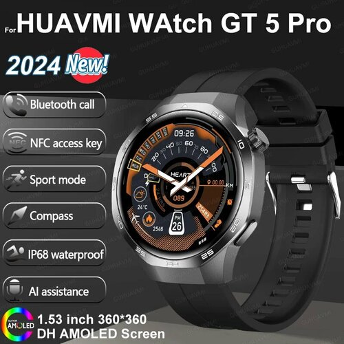 Huawei GT5 Pro Мужские смарт-часы, Black, For Huawei GT5 Pro
