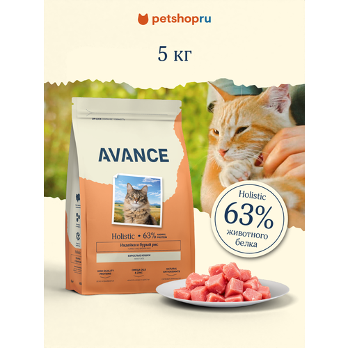 AVANCE holistic корм для взрослых кошек с индейкой и бурым рисом 5 кг 3066₽