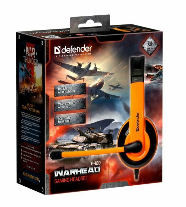 Гарнитура DEFENDER Warhead G-120, красный/белый. Разъём: 2 x 3,5-мм джек. Длина провода: 2 м.