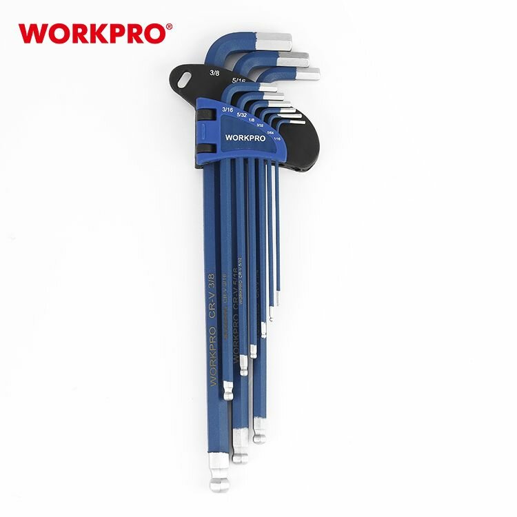 Набор шестигранных ключей 9 шт с шаровидными наконечниками WORKPRO