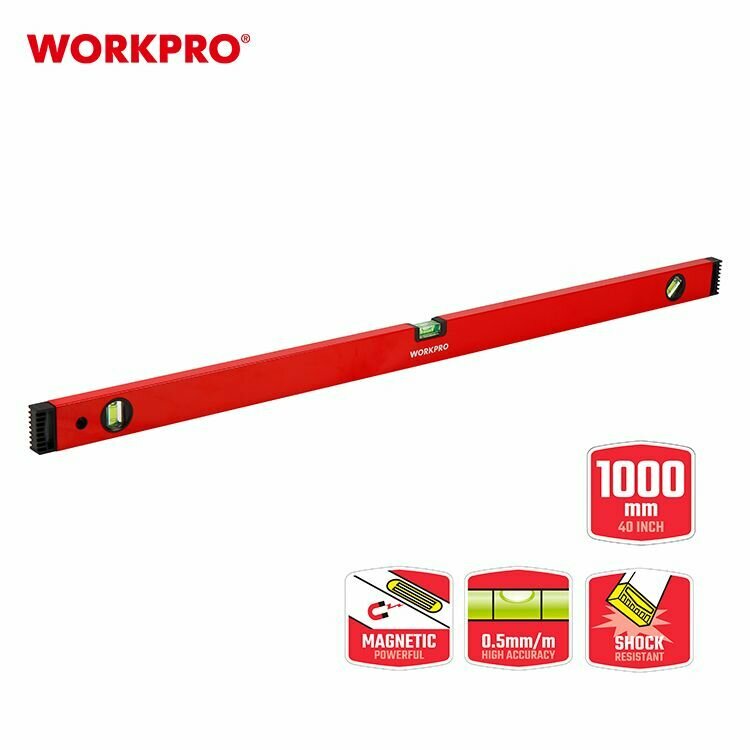 Уровень магнитный WORKPRO 1000 мм, алюминиевый WP262013