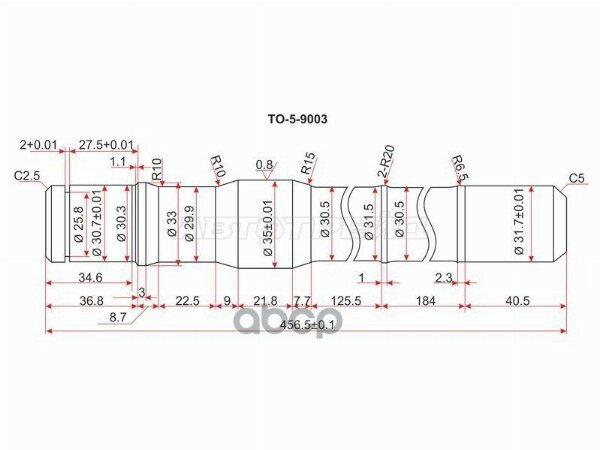 Полуось Toyota Land Cruiser (J100, J80) 89-07 / Lexus LX 95-97 Sat арт. TO-5-9003