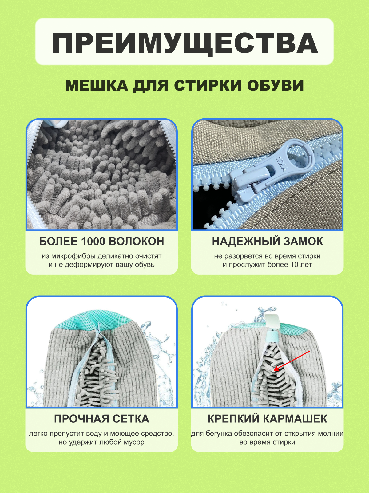 Мешок сумка для стирки обуви и кроссовок в стиральной машине, серый — фото 1