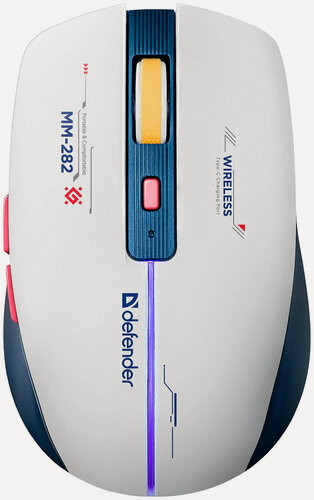 Изображение товара Беспроводная игровая мышь Defender Dila MM-282, 2400 кадр/с, белый/синий