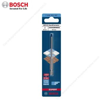 Сверло по твердой плитке Bosch EXPERT с шестигранным хвостовиком 3x90 мм