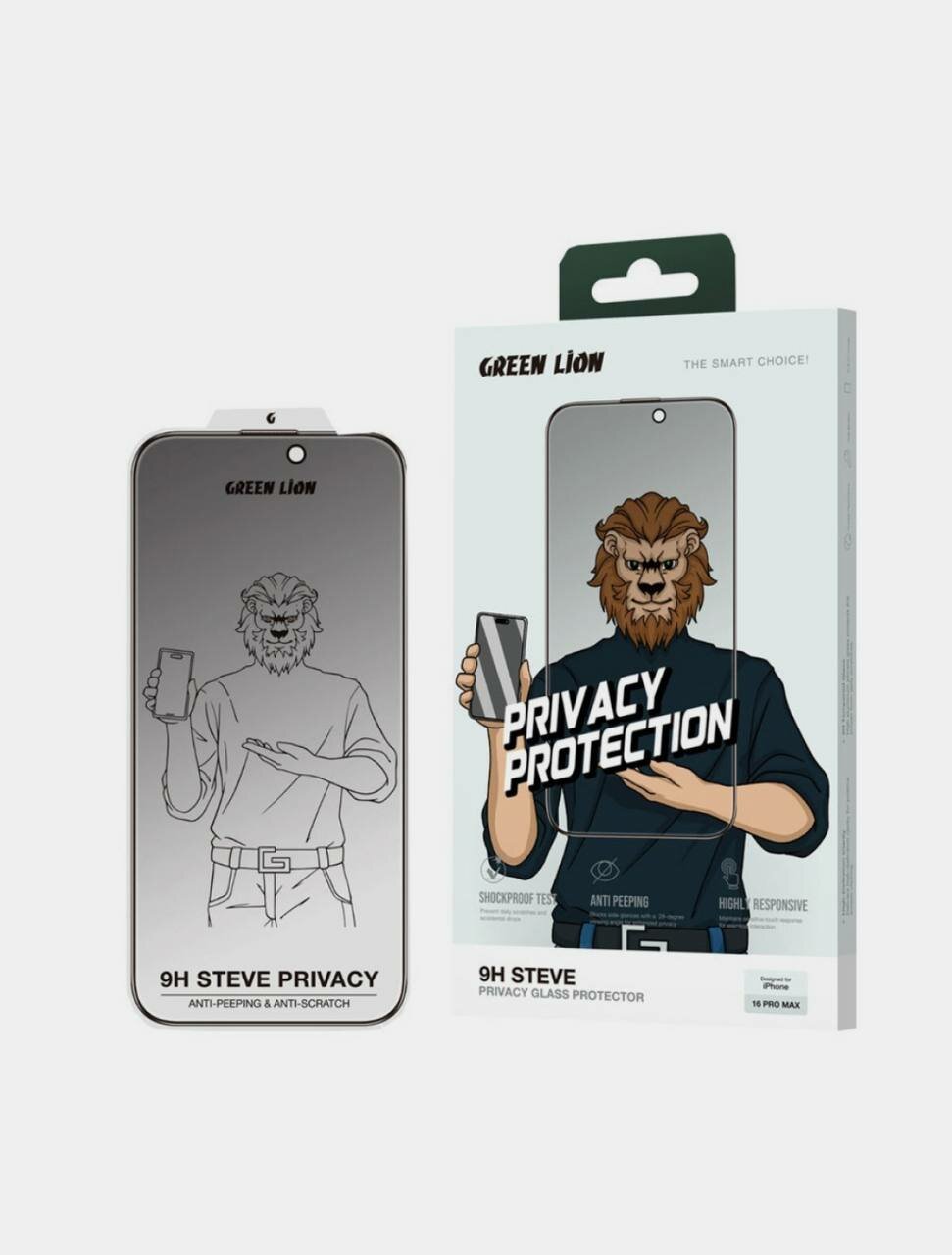 Тонированное защитное стекло Green Lion 9H Steve Privacy для iPhone