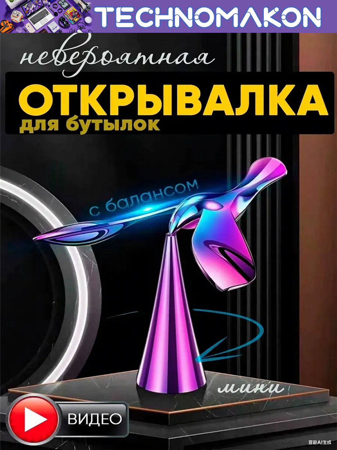 Открывалка "Балансирующая Птица", антистресс, для бутылок до 15мм