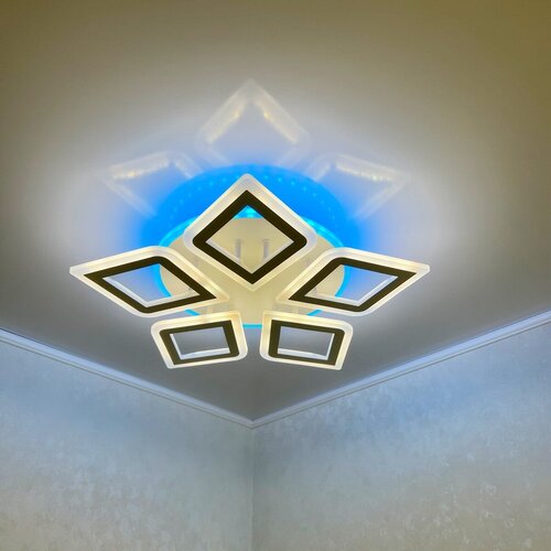 Светодиодная управляемая белая LED люстра LEDCITY с пультом управления диммируемая потолочная люстра в гостинную , спальню, коридор, LED светильник