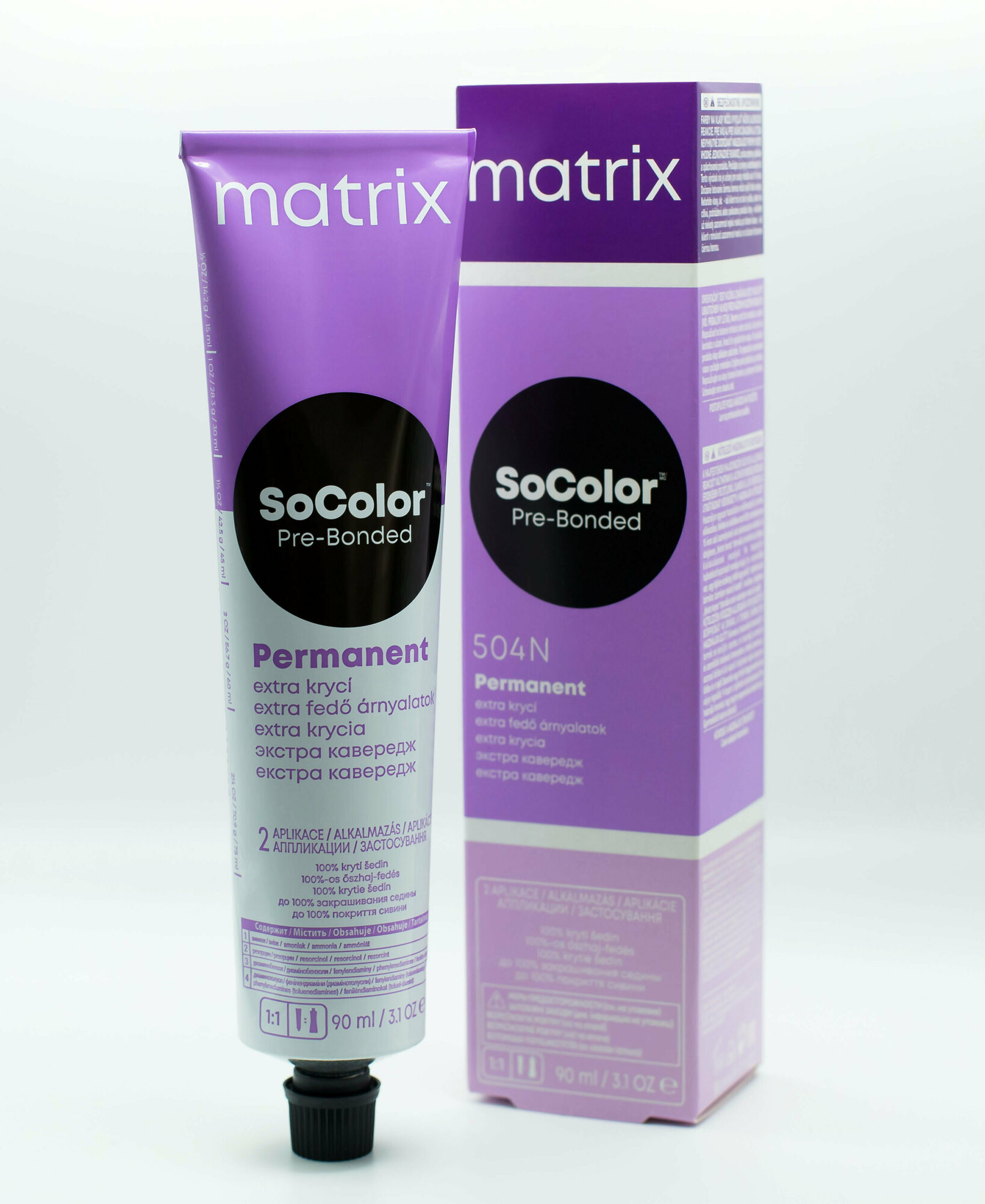 Matrix SoColor Pre-bonded стойкая крем-краска для седых волос Extra coverage, 508Na светлый блондин натуральный пепельный, 90 мл