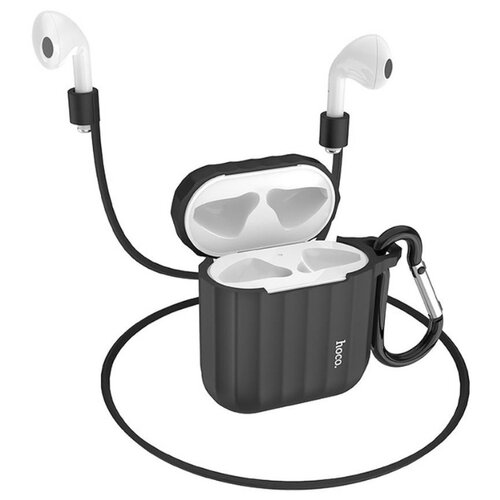 фото Чехол для apple airpods 1/2 силиконовый hoco wb10 - черный
