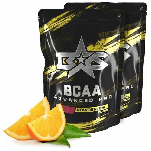 фото (2 уп х 200гр) аминокислотный комплекс binasport "advanced pro bcaa" бцаа порошок 400 г со вкусом апельсина