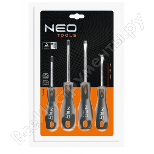 NEO Tools Набор отверток SL/PH 4 шт двухкомп рукоятка 04-204