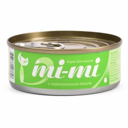 Корм консервированный влажный премиум-класса для кошек и котят Mi-Mi (перепелиное яйцо), 24 штуки по 80 гр