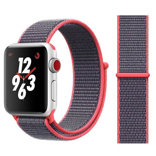 Сменный ремешок Nuobi Nylon для Apple Watch (S/M) (Серый/красный 42/44 mm)
