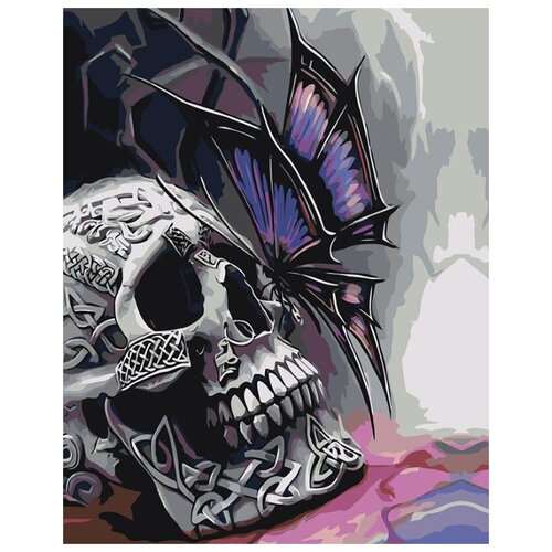 Картина по номерам "Skull and butterfly", 40x50 см