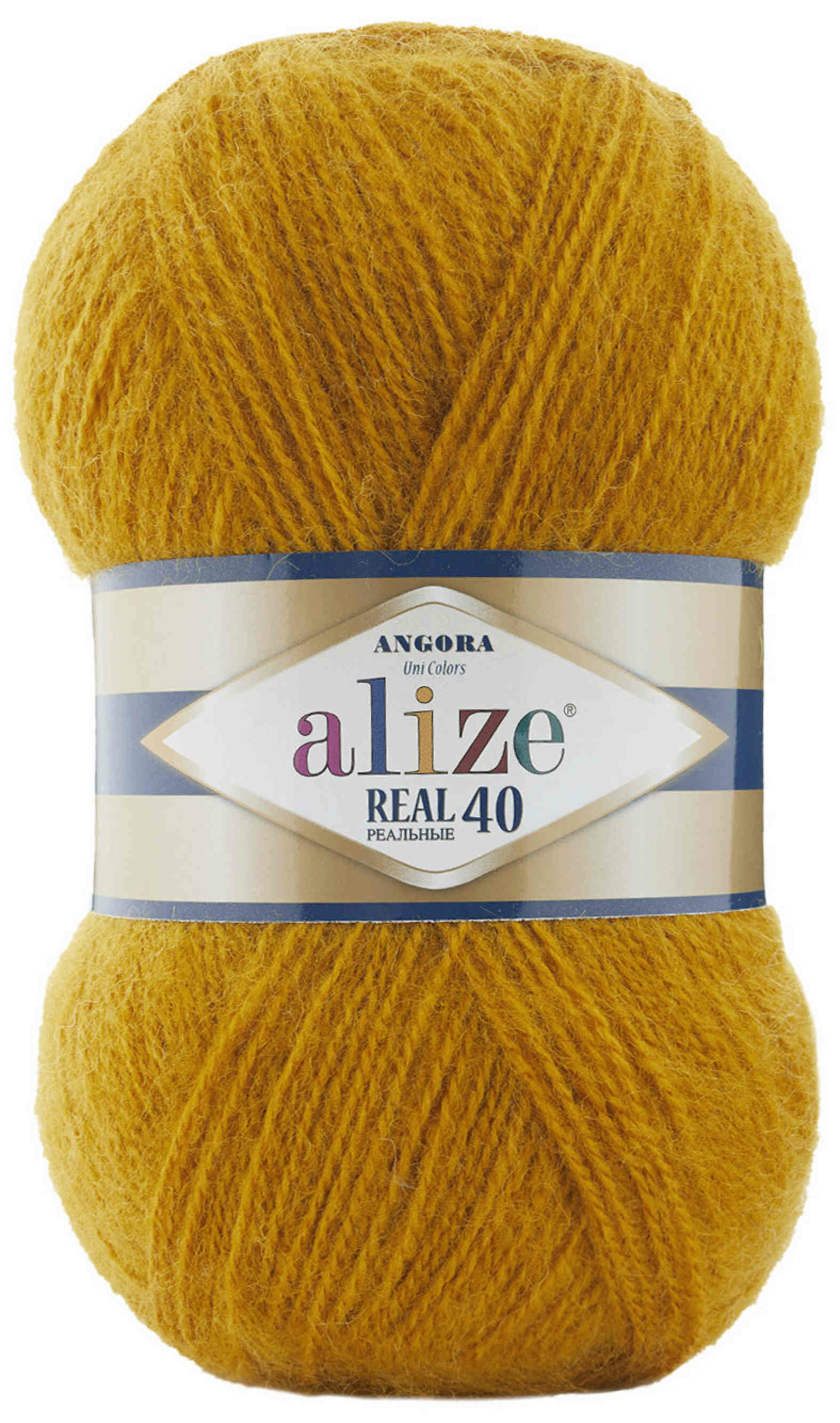 Пряжа Alize Angora Real 40 горчичный (645), 60%акрил/40%шерсть, 430м, 100г, 1шт