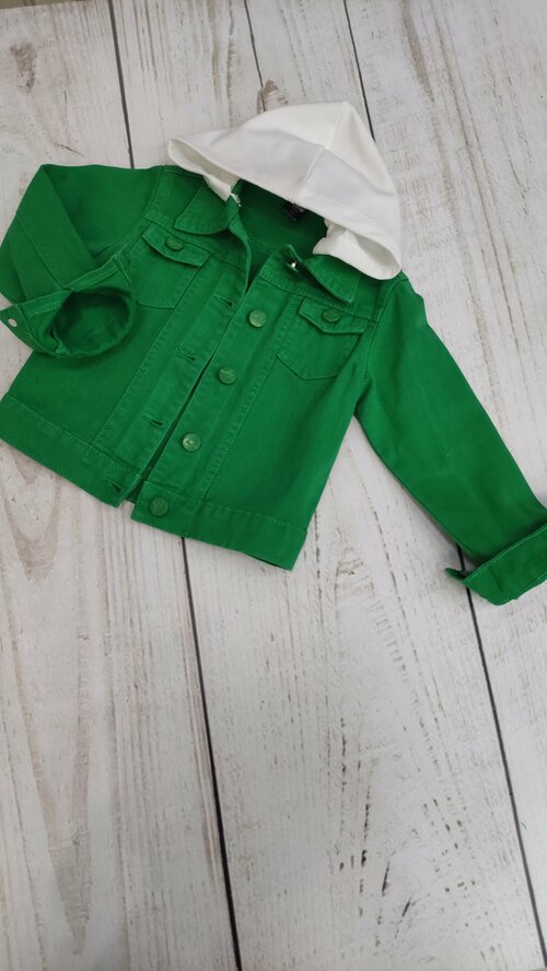 Джинсовая куртка Мой Ангелок, размер 104, зеленый