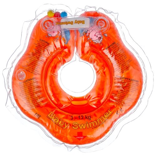 фото Круг на шею Baby Swimmer 0m+ (3-12 кг) с погремушкой оранжевый