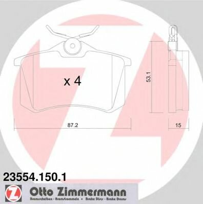 Колодки тормозные задние, комплект VW Golf III/IV, 235541501 ZIMMERMANN 23554.150.1