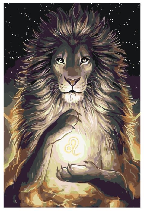 Лев со знаком зодиака Раскраска картина по номерам на холсте