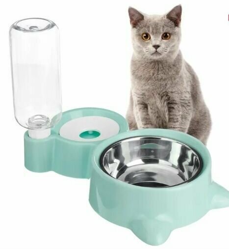 Миска для собак и кошек чашка из нержавеющей пищевой стали с дозатором воды