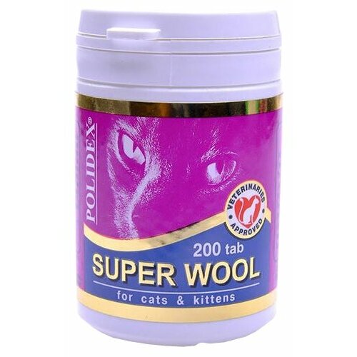 Витамины Polidex Super Wool для кошек , 200 таб. витамины polidex super wool plus для собак 300 таб