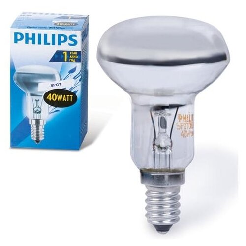 фото Лампа накаливания philips spot r50 e14 30d, 40 вт, зеркальная, колба d = 50 мм, цоколь e14, угол 30°, 054159