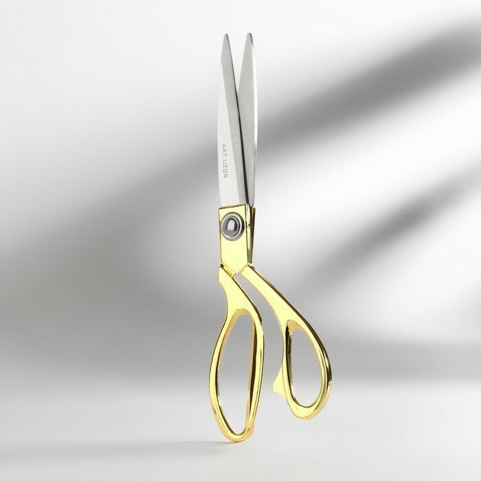 Арт Узор Ножницы закройные, скошенное лезвие, 9,5", 24 см, цвет золотой