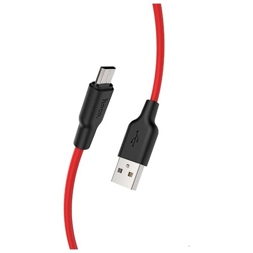 Кабель USB - micro USB 1м Hoco X21 Plus - Черный/Красный кабель micro usb hoco x21 2a 1 м силикон