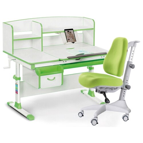 фото Комплект mealux стол + стул evo-50 (y-528) 120x70 см белый/зеленый
