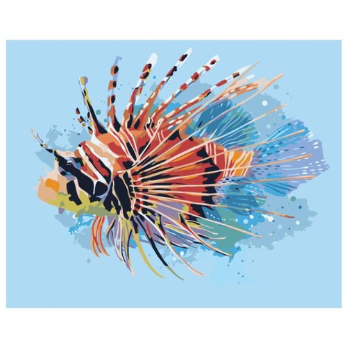 голубая рыбка раскраска картина по номерам на холсте Экзотическая рыбка Раскраска картина по номерам на холсте