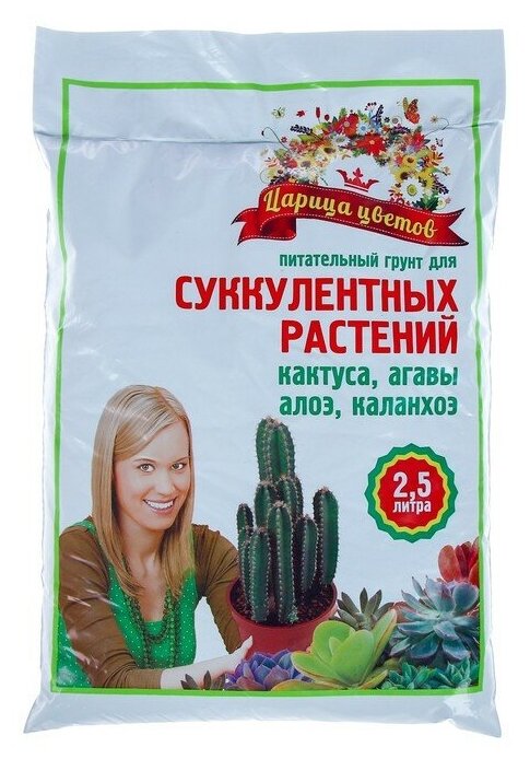 Царица цветов Грунт цветочный д/суккулентов (кактусов) 2,5л. Агроснабритейл - фотография № 7