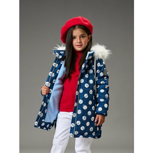 фото Парка шалуны пальто зимнее для девочки, размер 30, 110, синий