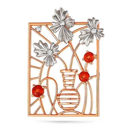 фото Подвеска из золота с бриллиантом и гранатом kabarovsky