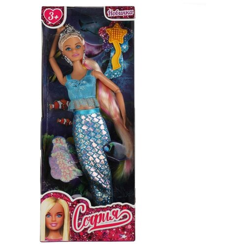 Кукла 29 см София русалка, радужные длинные волосы, расческа в комплекте, ТМ Карапуз 66001M-3-S-BB