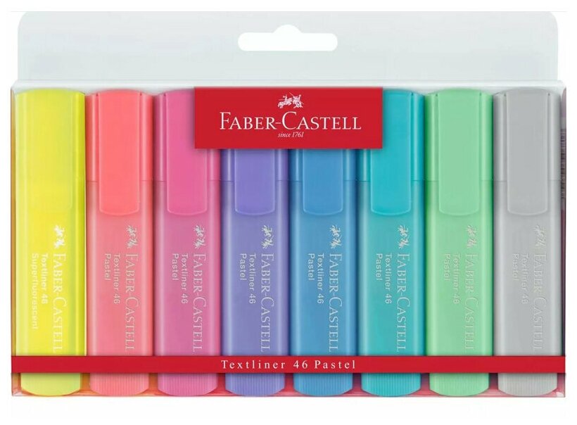 Набор текстовыделителей Faber-Castell "46 Pastel+Superfluorescent" 08цв., 1-5мм, пластик. уп., европодвес