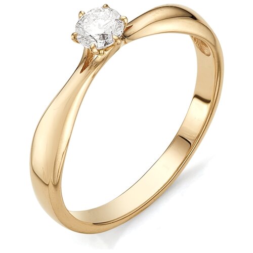 фото Алькор кольцо с бриллиантом из красного золота 12071-100, размер 16.5