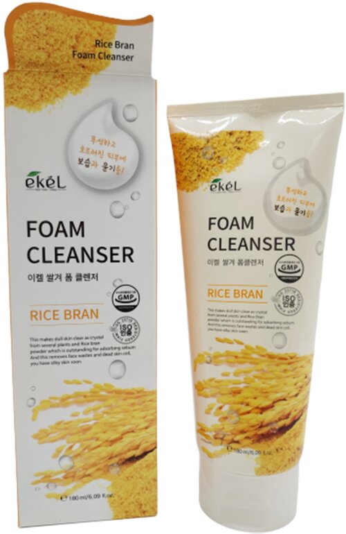 Ekel Пенка для умывания с экстрактом коричневого риса - Rice bran foam cleanser, 180мл