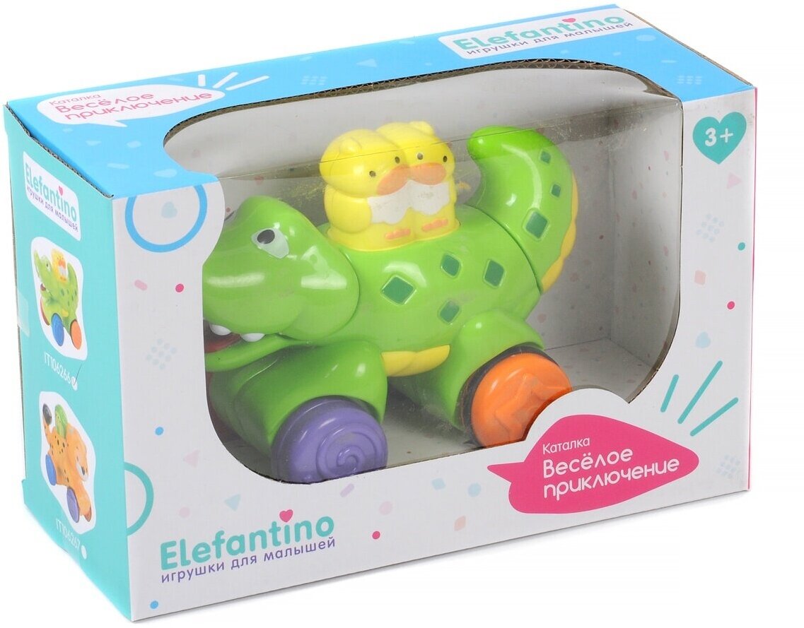 Elefantino Каталка Крокодильчик при нажатии на игрушку сверху каталка едет