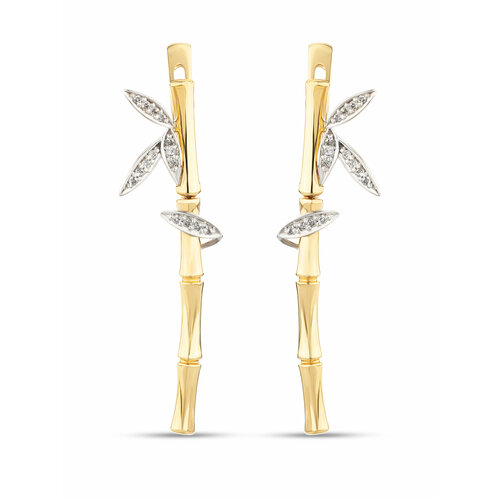 Серьги Gatamova, желтое золото, 585 проба, родирование, бриллиант