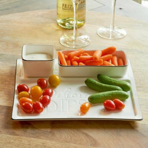Блюдо для закусок с двумя мисочками RIVIERA MAISON DELICIOUS 371970 262x289 белый
