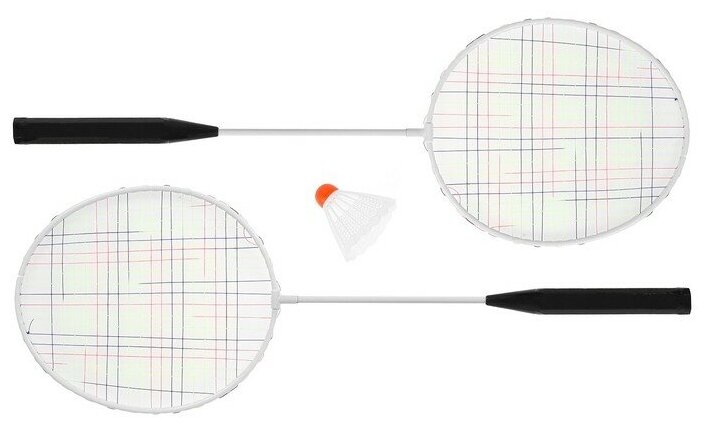 Набор для бадминтона ONLYTOP: 2 ракетки, волан, в сетке, цвета микс