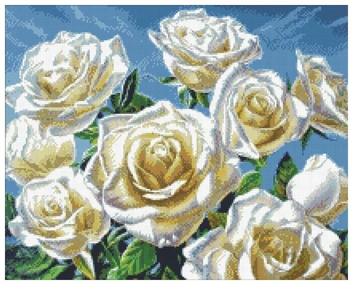 Алмазная вышивка Паутинка "Белые розы", 50x40