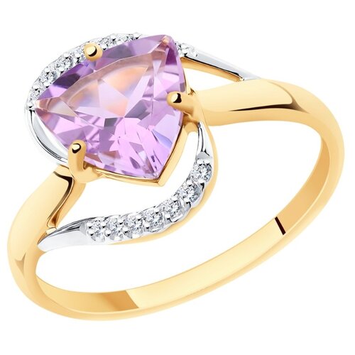 фото Sokolov кольцо из золота с аметистом и фианитами 716031, размер 18.5